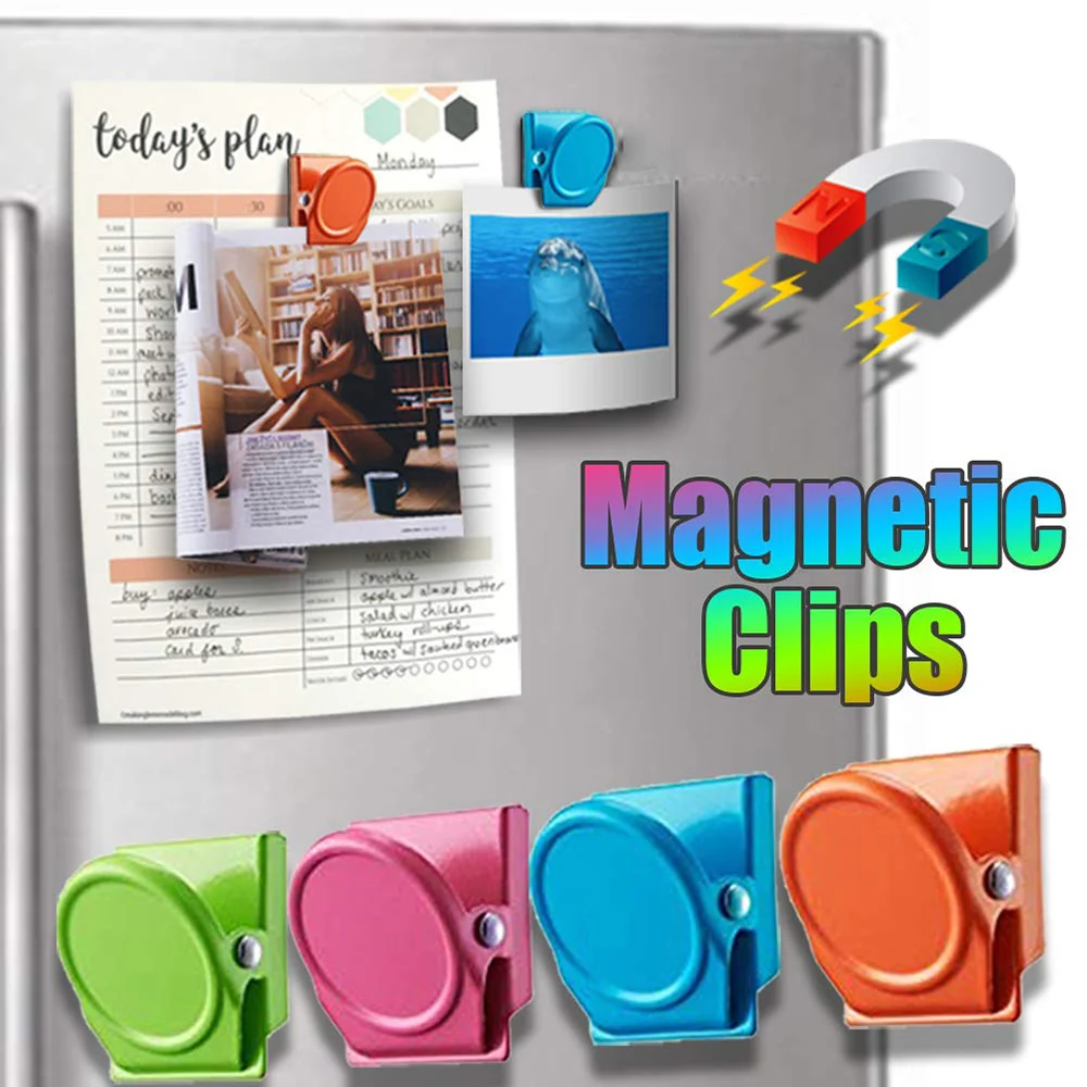 

For Notes, Fridge, Office, House 4 Pieces Refrigerator Magnet Hook Clips, Strong Magnetic Clips With Scratch Safe