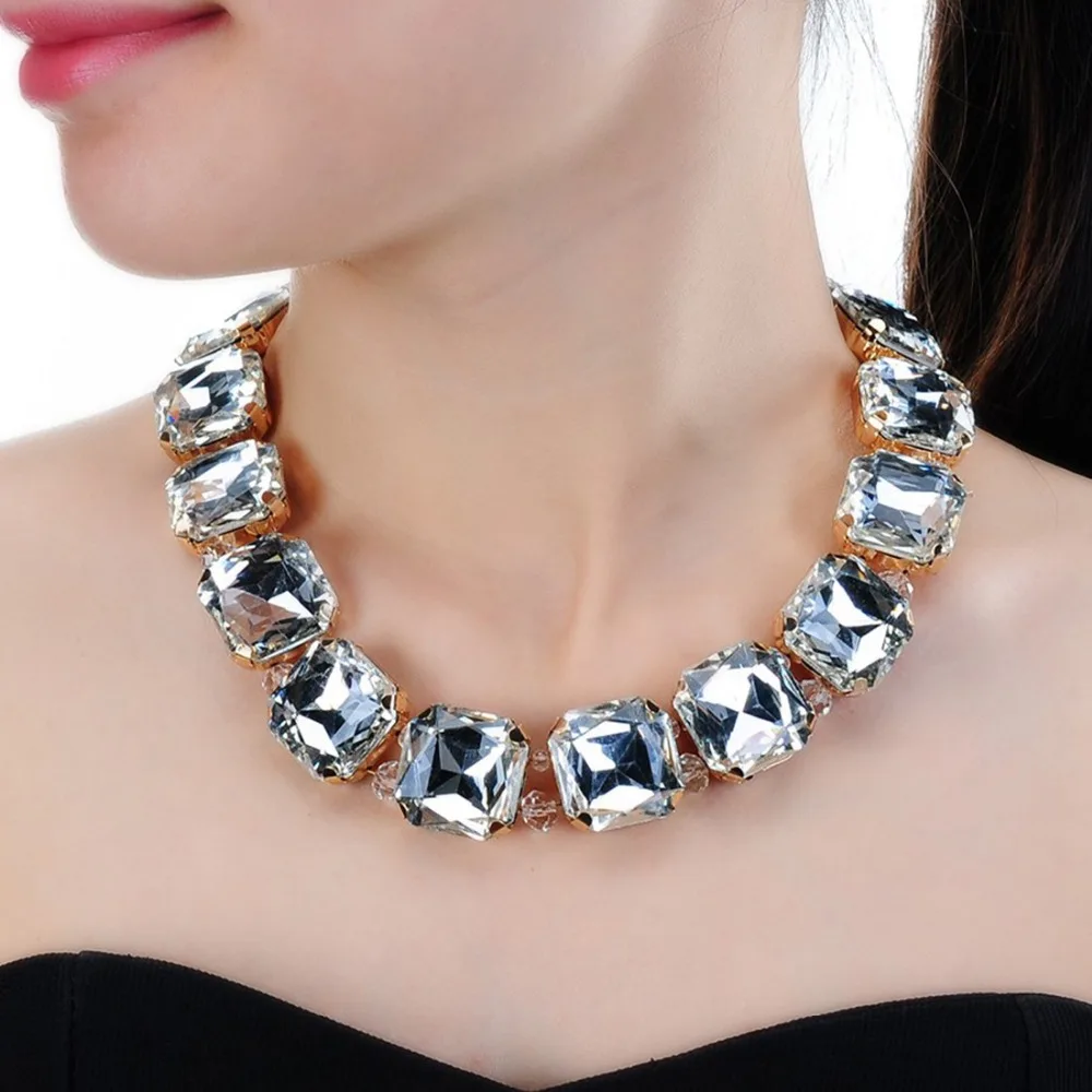 Женское Ожерелье чокер с квадратными очками 5 цветов|bib necklace|fashion necklacenecklace fashion |