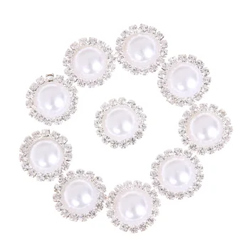 

10pcs DIY Handmade Accessories Disk Flat Pearl Rhinestone Button Crystal Headband Cloths Dresses Decoration Button Hand Craft