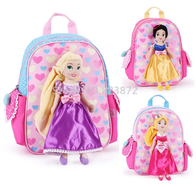 Милые Рапунцель платье Белоснежки принцессы Авроры, а так же плюшевая кукла детский сад дошкольного возраста, женские школьные сумки, школьные рюкзаки, школьные сумки для детей Детская сумка для девочек