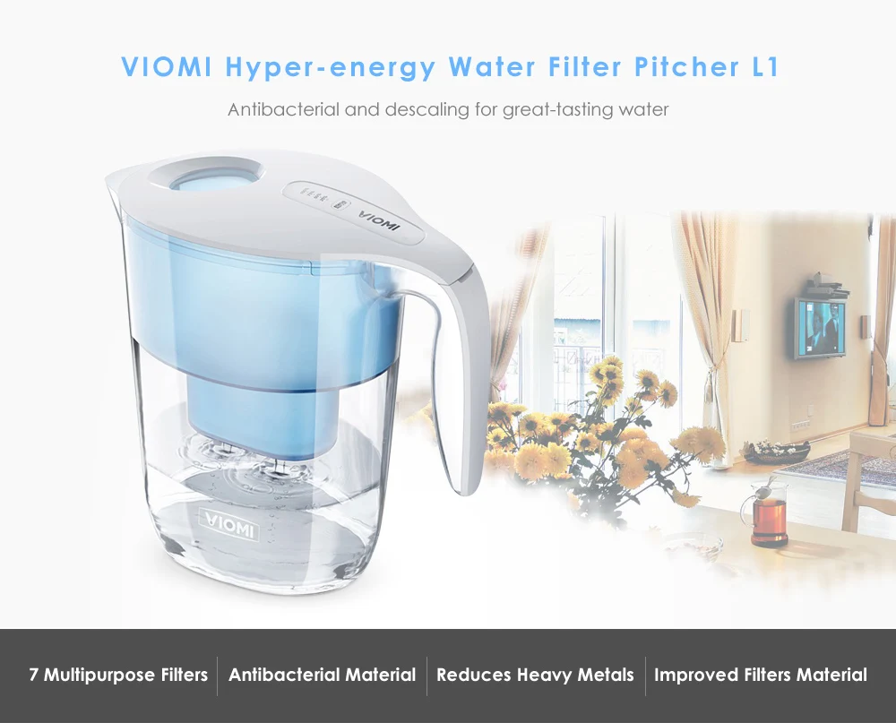 VIOMI 3.5L Hyper-фильтр для проточной воды Многофункциональные Интеллектуальные фильтры для воды кувшин дозатор с фильтром чашка с крышкой носик