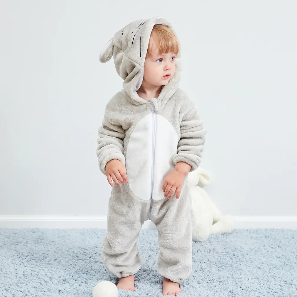 Одежда для новорожденных малышей, фланелевая Одежда для мальчиков комбинезоны с животными Комбинезоны для маленьких девочек Одежда для малышей Пижама Тигр костюмы - Цвет: Mouse