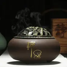 Фиолетовое Глиняное средство от москитов горелка Wirh полые медная крышка классический декор для гостиной античный спиральный ладан Holde