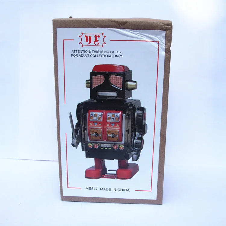 Античная Стиль олова Игрушки Роботы заводные игрушки для домашний декор для детей металлическое ремесло MS517 черный робот