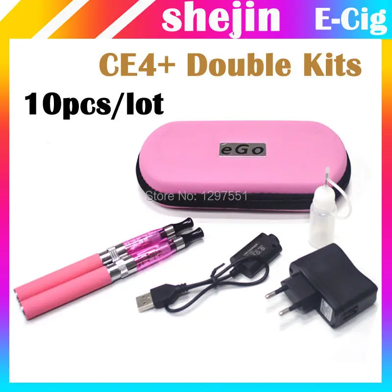10pcs/lots double ego ce4 plus e cigarette Kits with ce4 plus atomizer 650mah 900mah 1100mah EGo T Battery electronic cigarette