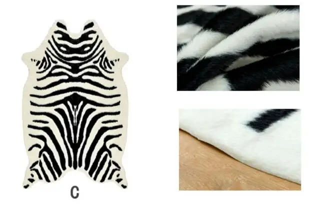 

Imitation animal skin zebra cow pattern carpet door mat floor rug chair mat non slip bedside carpet