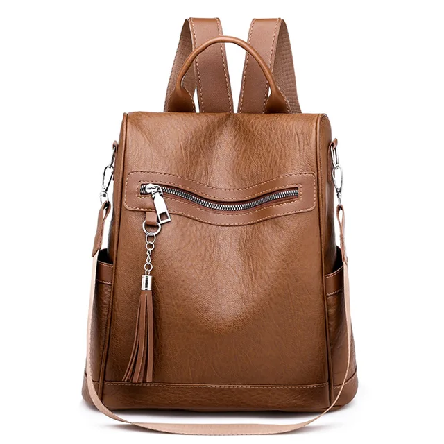 Backpack For Women Fashion Ladies Backpack Female Leather Tassel Multi ...