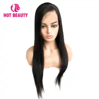Hot Beauty Hair 360 Lace Frontal Wig Straight Brazilian Remy Hair Wigs Pre Plucked With Baby Hair 12-26 Inch Natural Color Wig