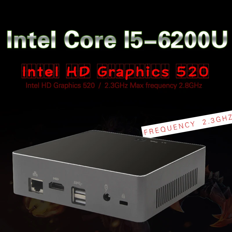 Intel I5 6200U Mini PC Windows 10 Desktop Computer NUC Pocket PC barebone system Nettop Skylake