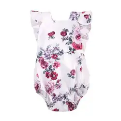Летняя одежда для маленьких девочек новорожденных боди без рукавов с цветочным принтом детские трико Onepiece Детский комбинезон
