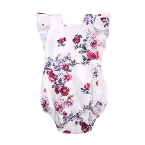 

Summer Baby Girls Clothes Newborn Bodysuit Floral Sleeveless Infant Bodysuits Onepiece Baby Overalls