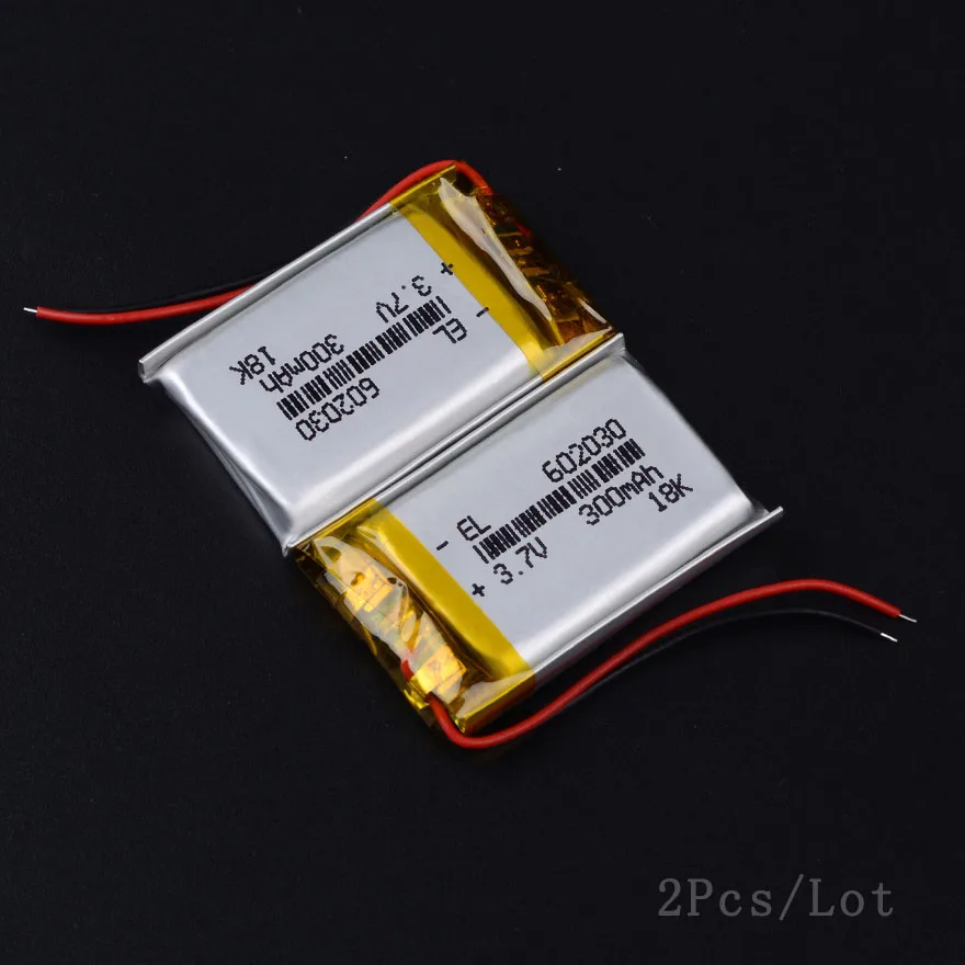 3,7 V 300mAh 602030 литий-ионный аккумулятор DVR рекордер Нет проводных наушников мышь авторегистратора видео рекордер-нашли мышь Bloody R7 - Цвет: 2Pcs