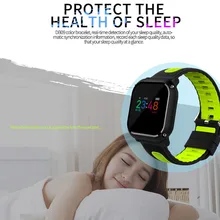 Цветной экран монитор сна смарт-браслет Bluetooth 4,0 IP68 Водонепроницаемый вызов сообщение напоминание Пульс контроль артериального давления