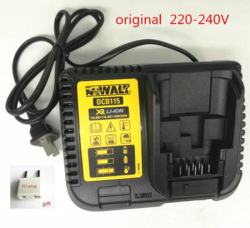 

AC220-240V Charger DCB115 10.8V 12V 14.4V 20V Li-ion Battery for DewaIt DCF885 DCF880 DCF835 DCF787 DCF620 DCS373 DCP580
