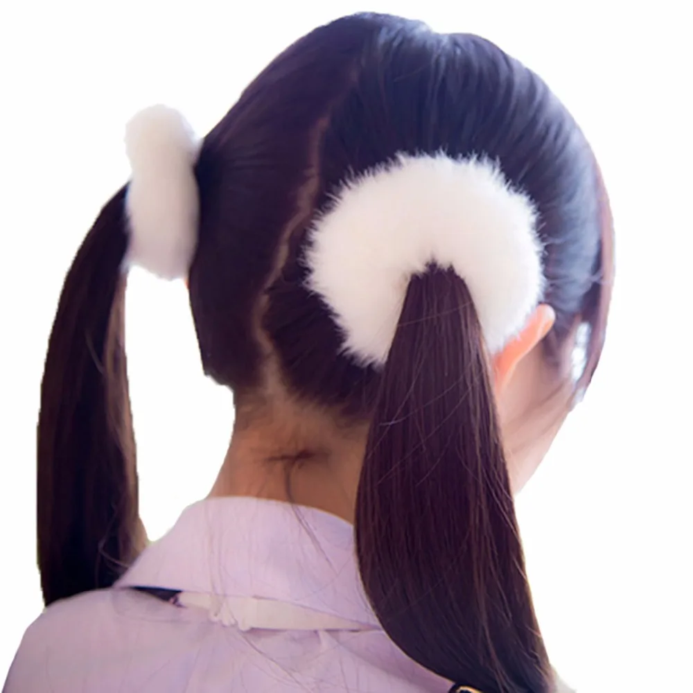 Women Trendy Elastic Hair Bands Soft Cute Hair Band Fake Rabbit Fur