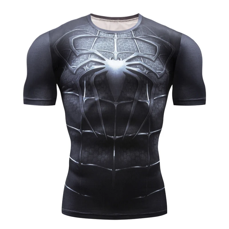 

Marvel Spiderman Punisher Rashgard 3D Batman Superman Running t shirt Men jogging T-Shirt Fitness Bodybuilding Compression shirt