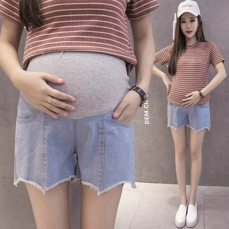 

Denim Blue Maternity Shorts for Pregnant Women Maternidade Pregnancy Shorts Maternity Clothes Summer Short Pregnant Pants 2017