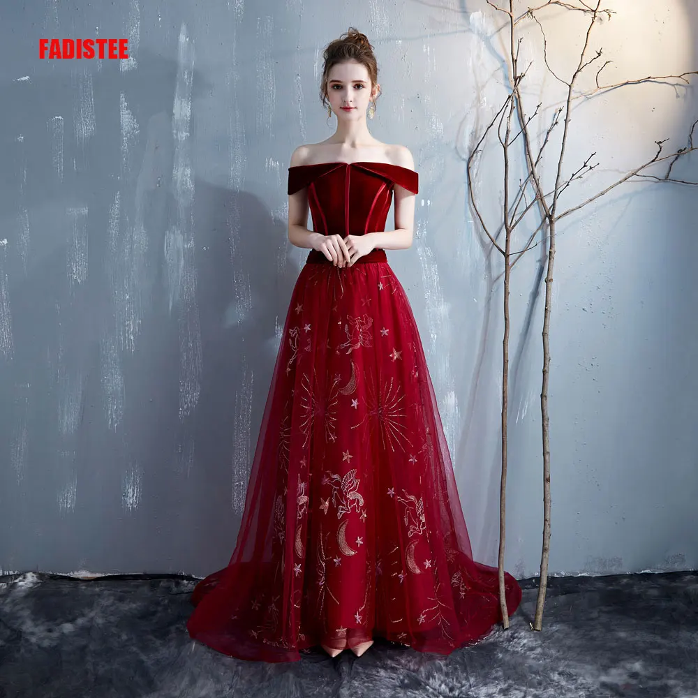 FADISTEE Новое поступление Вечерние Элегантные Выпускные платья Vestido de Festa платье De Soiree маленькие звезды Луна шаблон развертки поезд