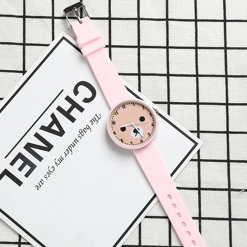 AICSRAD, креативные детские часы со смайликом, роскошные часы из сплава, Женские кварцевые наручные часы, силиконовый подарок для женщин и мужчин - Цвет: pink-1