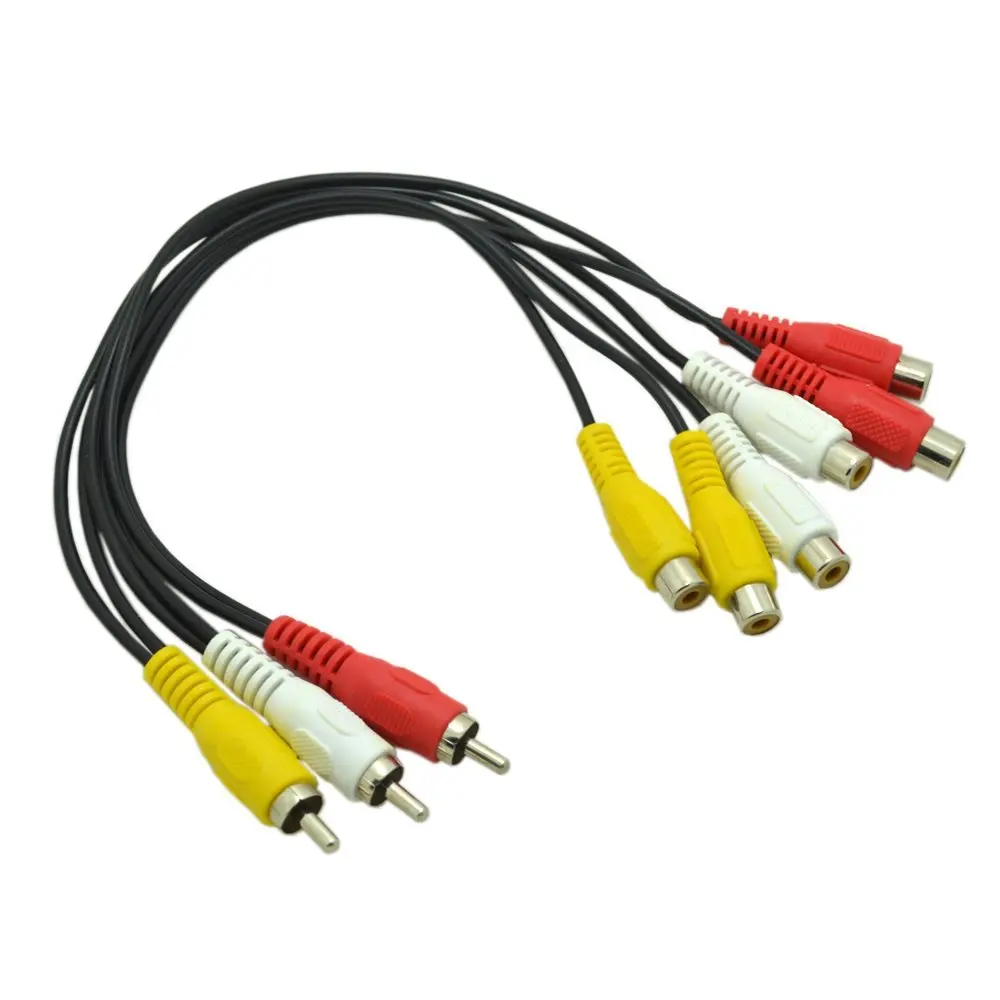 RCA cable 3 RCA Male Jack to 6 RCA Female Plug Splitter Audio Video Av Adapter Cable (2)