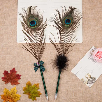 

60pcs/lot peacock feather ballpoint pen creative stationery office gift prize