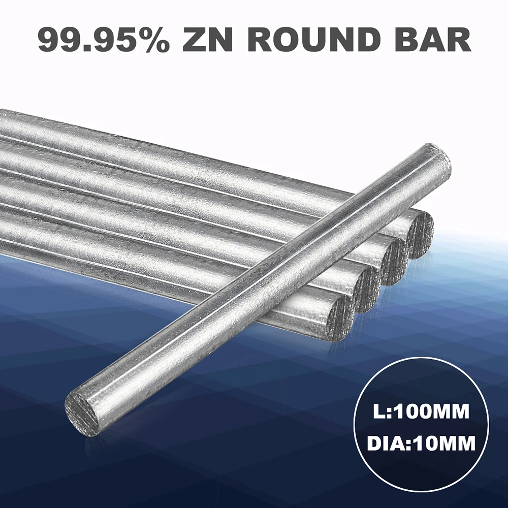 0.4''x 4'' High Purity Zn 99.95% Zinc Rod Anti-corrosion and rust-Resistant Anode Electroplating Solid Round Bar