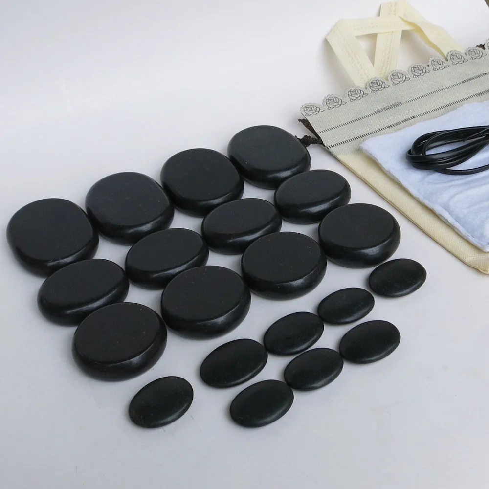 Best Selling 20pcs Set Hot Stone Massage Body Massage Stone Set Salon SPA With Heater Bag