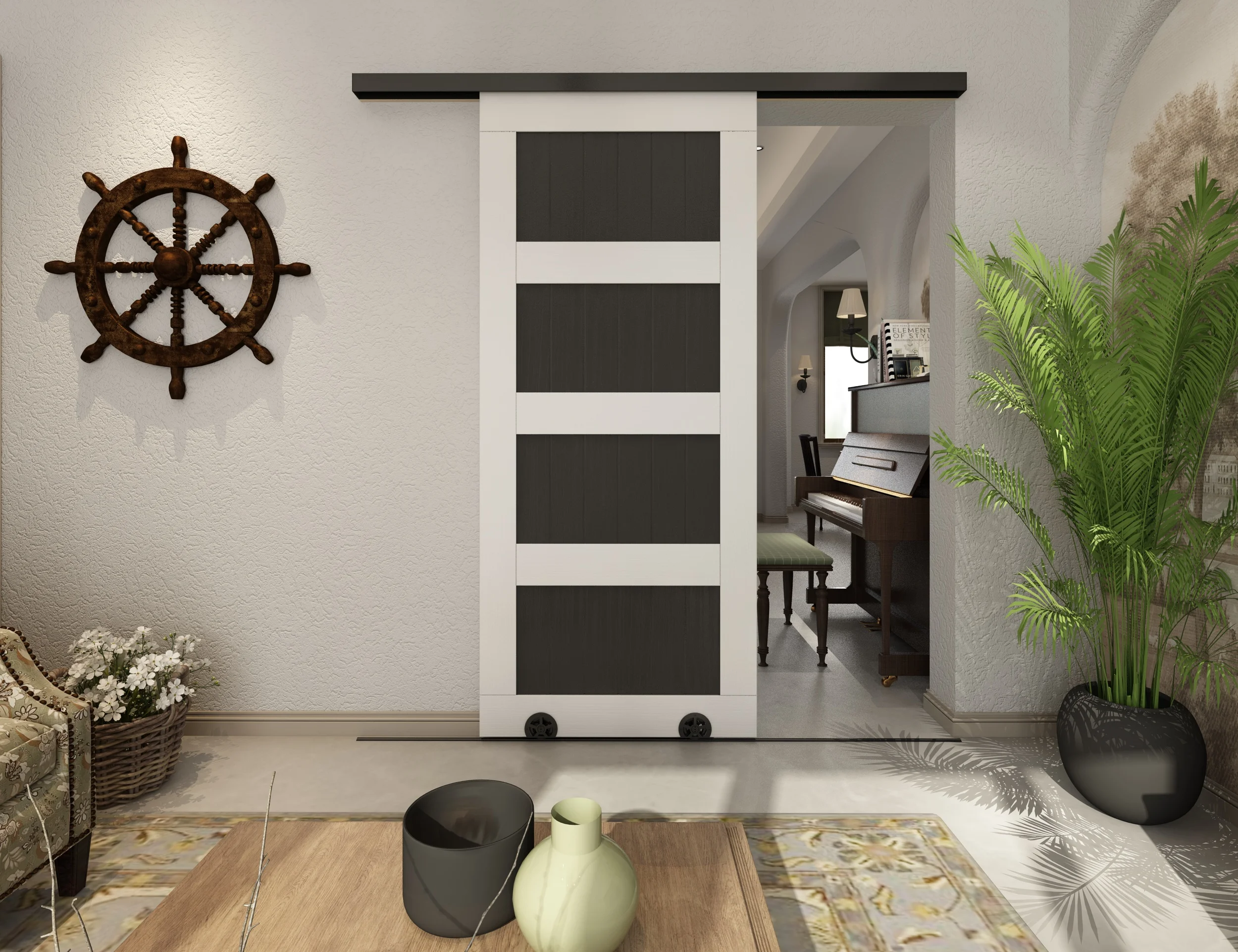 Diyhd Floor Roller Bottom Rolling Box Track Sliding Barn Door