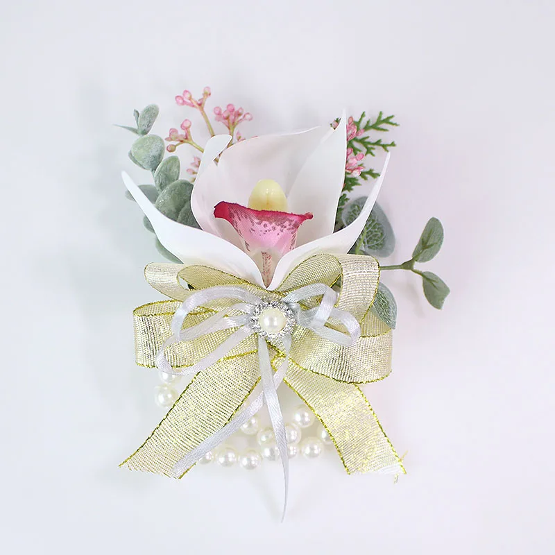 Silk orchid flowers wedding bracelets for bridesmaids  (6)