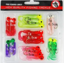 17pcs/set rubber Jig head hooks fishing lures set grub worm soft baits shads silicone isca articial pesca wobbler vissen feeder