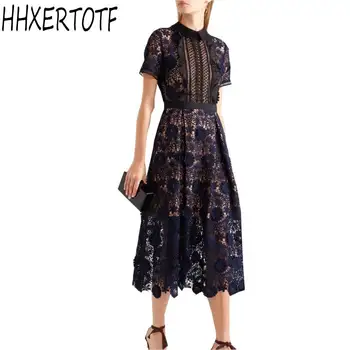 

High Quality New Women Self Portrait Dress Floral Lace Runway Dress Elegant Party Ladies Maxi Long Dress