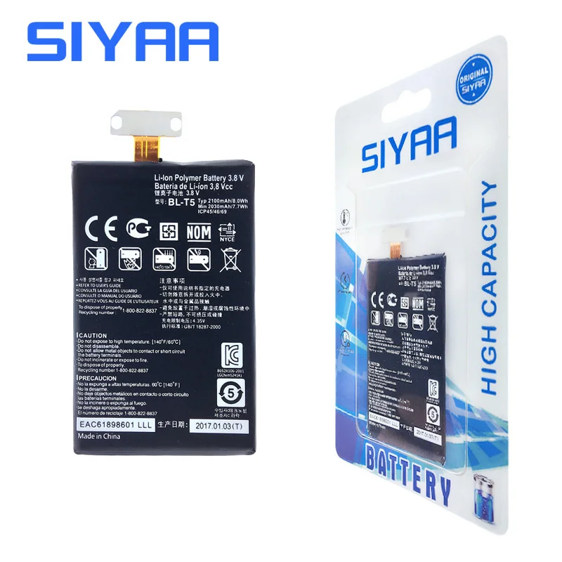 Siyaa телефон Батарея bl-t5 для LG Google Nexus 4 E960 E975 E973 LS970 F180 литий-ионная Батареи BL T5