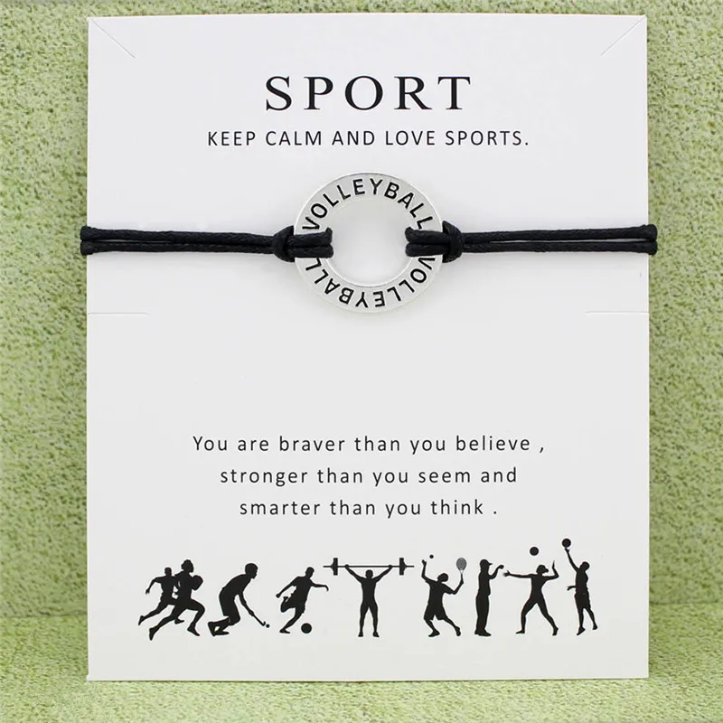 

1Pcs Multi Colors Volleyball Word Card Charm Bracelets Friends Infinity Wish Antique Silver Adjustable Gifts Jewelry Accessories