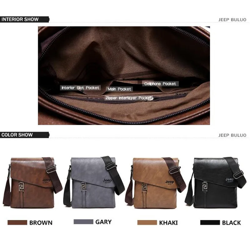 جيب BULUO الأزياء الرجال أكياس للماء البقر انقسام الجلود حقيبة ساعي حقيبة أعمال Crossbody أكياس الذكور حقيبة كتف 5846