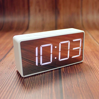 

Home LED digital thermometer alarm clock Portable mirror small alarm clock bedroom luminous alarm clock with snooze function