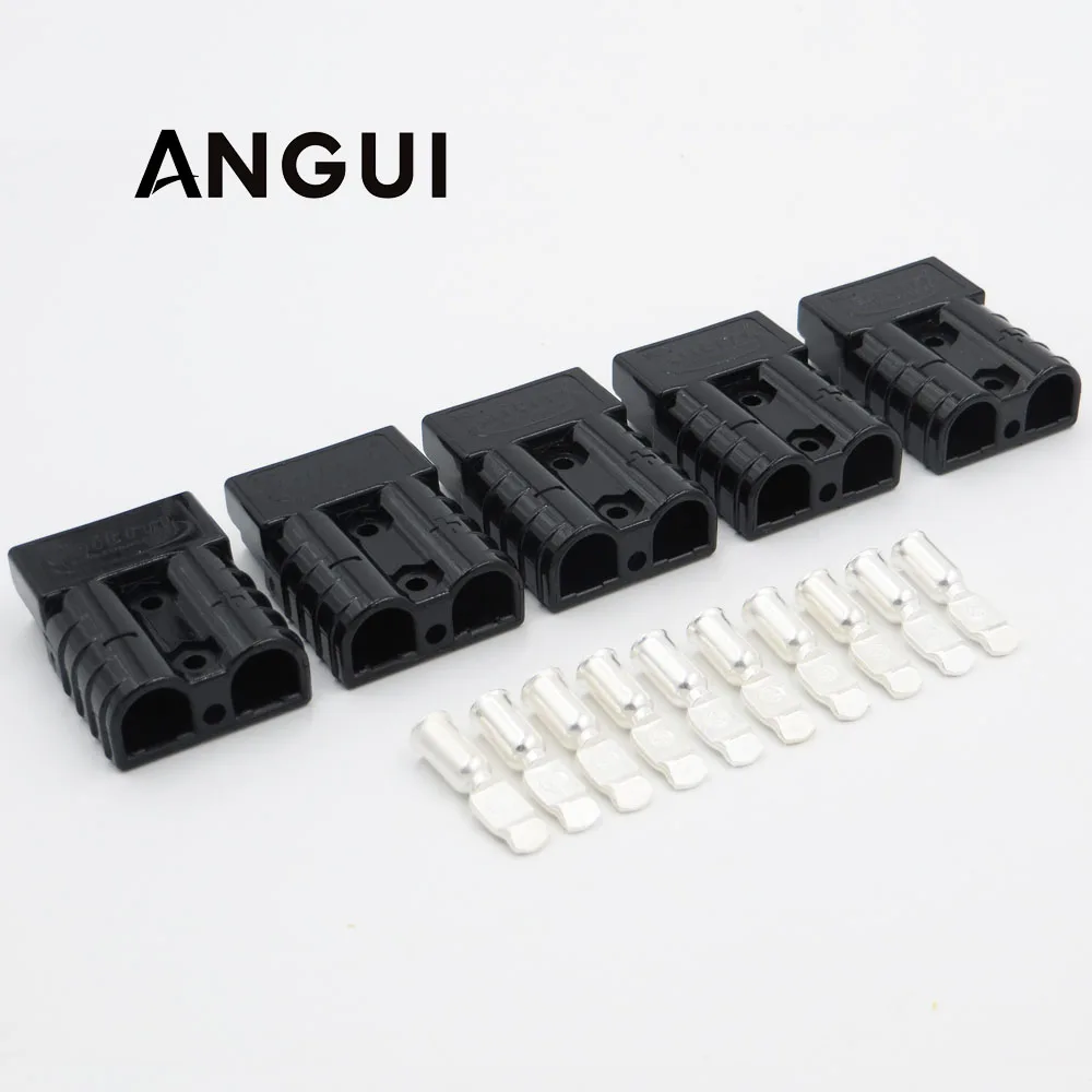 

5sets x 600V 50A Black gray red SH50 Plug Connector Double Pole with copper Contacts for Solar Panels Caravans Battery