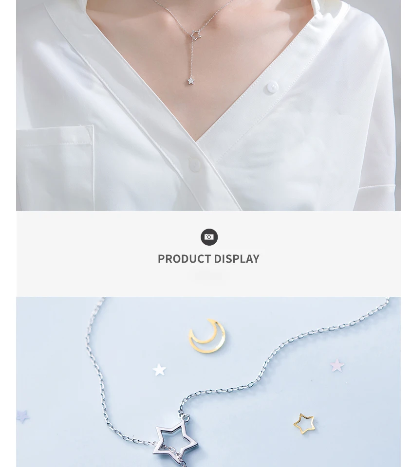 925 Sterling Silver Star Pendant Necklace Cubic Zirconia Micro Paved Fashion Jewely Sex Small Choker Necklaces For Women Girls (4)