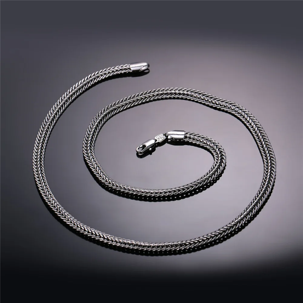 U7 Черное Покрытие Змейка Цепь Ожерелье Для Мужчин 6 ММ Ширина 6 размер Длинное Цепочки На Шею Ювелирные Изделия N561