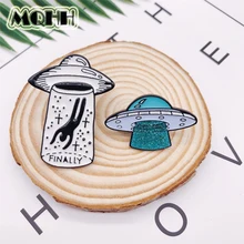 Cartoon Creative Alien UFO Spaceship Enamel Brooch Alloy Badge Blouse Denim Bag Pin Accessories Woman Jewelry Gift For Friends creative personality gestures alloy brooch enamel pin mini badge bag clothes jewelry gifts to friends fxm