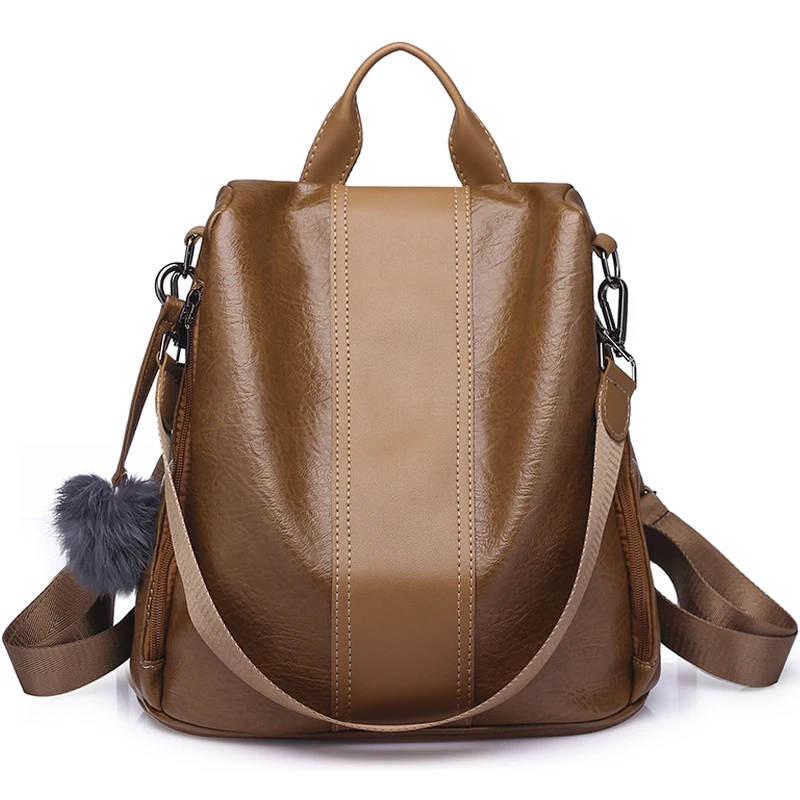 

Hot Women Anti-theft Backpack 2019 High Quality Vintage Backpacks Casual pu Leather Woman Larger Capacity School Shoulder Bag