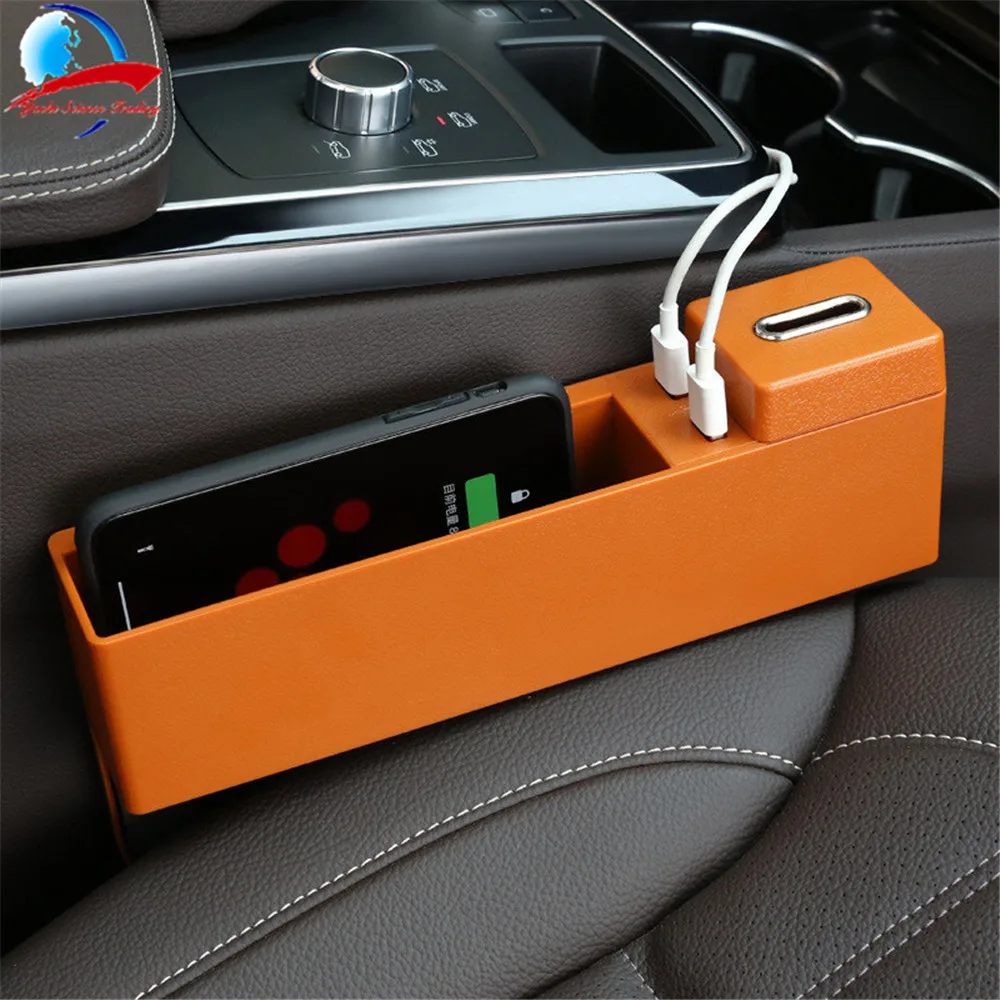 3 цвета Высокое качество Универсальный беспроводной зарядный автомобильный ящик для хранения автомобильное сиденье стеганое отделение многофункциональный автомобильный магазин