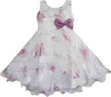 Sunny Fashion Robe Fille Pourpre Fleur Arc Attacher Mariage Partie