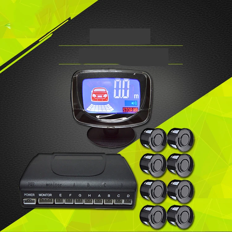 

LCD blue screen parking radar Liquid crystal display parking sensor LCD voice 8 radar Visual reversing radar Car Parking Radar