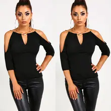 Лето, Женская хлопковая Футболка с круглым вырезом, короткий рукав, с открытыми плечами, сексуальная свободная повседневная женская футболка, женские футболки, Топ