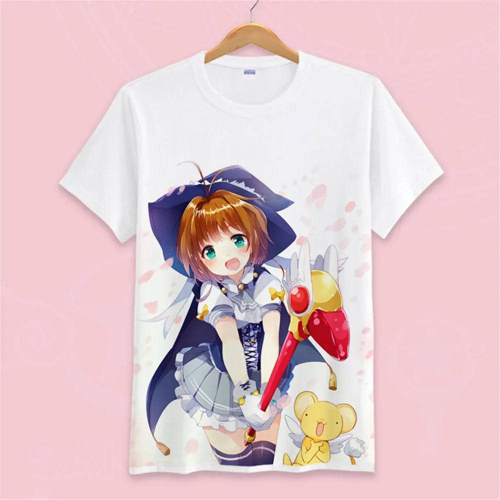 Карта captor Sakura футболка карта Captor Футболка мужская футболка "Аниме" Kawaii женские топы футболки на заказ хлопковая одежда подарок для пары