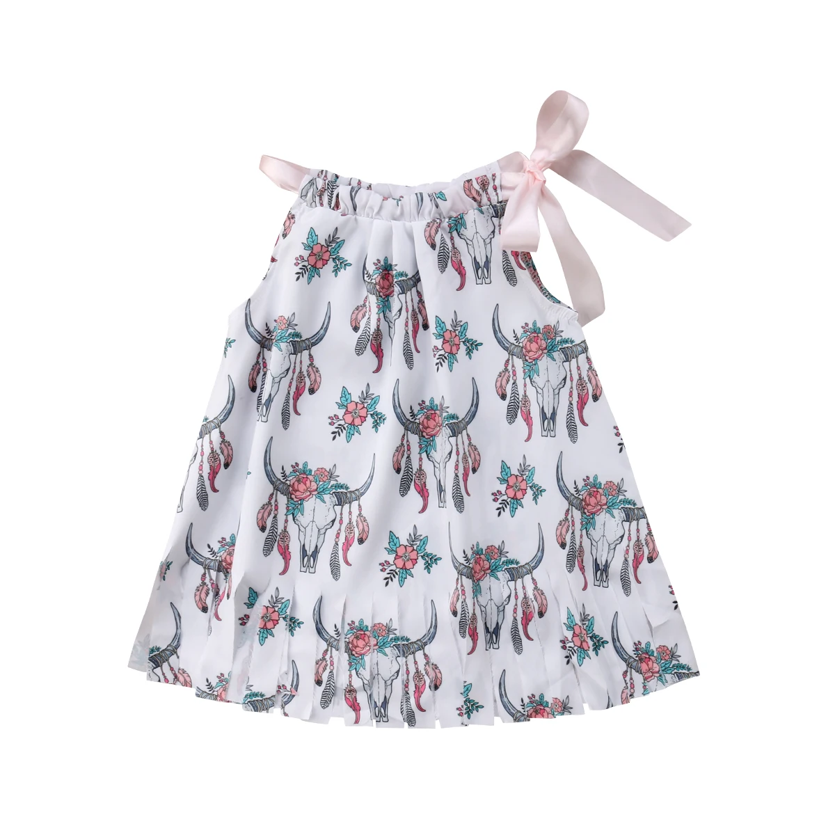 Emmababy платье Милая Детская одежда для девочек ремень 2018 без рукавов с кисточками