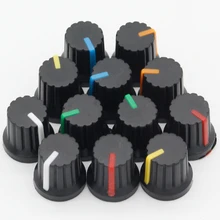 Knobs-Caps Potentiometer Shaft-Hole Threaded Knurled Plastic 6mm Dia Hot-Sale 12pcs Newest