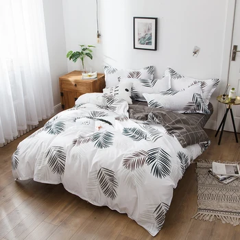 

BEST.WENSD white bedding set Twin Full queen leaves Cotton bedclothe Winter European American style linen for children boy girls