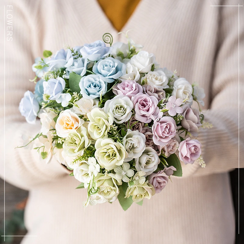 

36cm/14in Rose Pink Silk Peony Ins Artificial Flowers Bouquet 10 Big Head Cheap Fake Flowers for Home Wedding Decoration Indoor