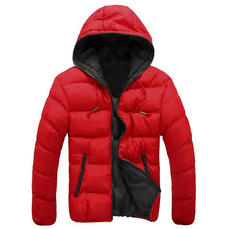 Дропшиппинг OEAK зима Мужская осень и зима взрывы мужские конфеты цвет молния с капюшоном хлопок пальто - Цвет: Red Black